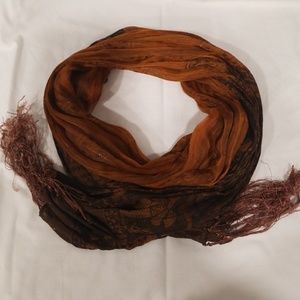 Women's Scarf Brown Gold Silky Material 64"